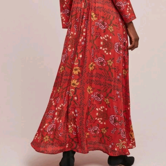 LAIA Roberta Red Floral Maxi Dress Anthropologie - Picture 4 of 11